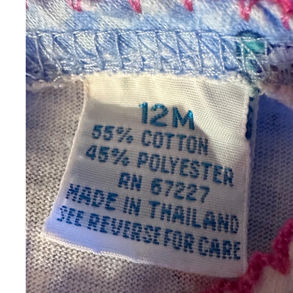 Vintage My Pal For Girls Blue Gingham Tea Time Bunny Romper 12M Snap Back 90s - Picture 3 of 4